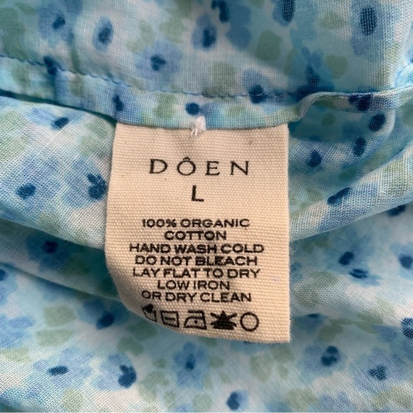 NWT Doen Henri Cotton Ruffle Pintuck V Neck Floral Blouse Top Bleu Daisy Fields - Picture 9 of 10